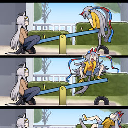 This is a pixiv picture whose title is オグタマ公園４コマ.