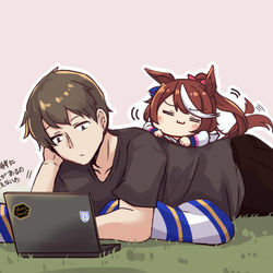 This is a pixiv picture whose title is トレーナーという山を登るテイオー.