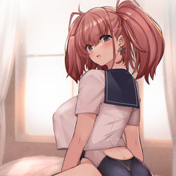 This is a pixiv picture whose title is 嫌な顔しながらもコスプレしてくれるアトランタ♡.