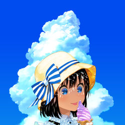 This is a pixiv picture whose title is 入道雲とメイドさん.