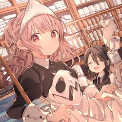 This is a pixiv picture whose title is 階段下の幽霊.