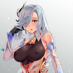 This is a pixiv picture whose title is 申鶴？.