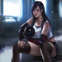 This is a pixiv picture whose title is 健身的Tifa.