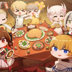 This is a pixiv picture whose title is 除夕夜【Q版kv】.