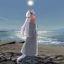 This is a pixiv picture whose title is 海辺さんぽゴルシ.