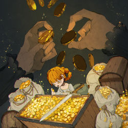 This is a pixiv picture whose title is コインチョコ！.