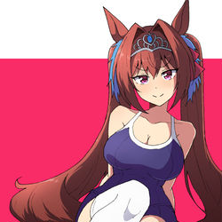 This is a pixiv picture whose title is スク水ニーソなダイワスカーレット.