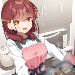 This is a pixiv picture whose title is 「焼けました～！」.