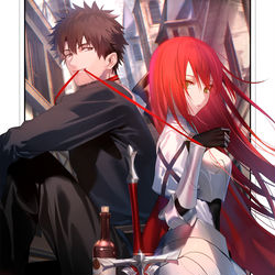 This is a pixiv picture whose title is 姫騎士様のヒモ.