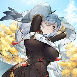 This is a pixiv picture whose title is Shenhe at training field.