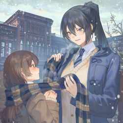 This is a pixiv picture whose title is 「今日はとても寒いですね。これを使ってください」.
