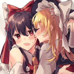 This is a pixiv picture whose title is 酔っ払いレイマリ.