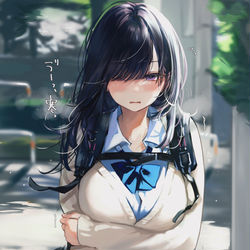This is a pixiv picture whose title is 友チョコ期待してバレンタインに登山用リュックで登校する食いしん坊.