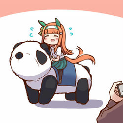 This is a pixiv picture whose title is 最速のウマ娘を(多分)最遅の乗り物に乗せてみた.