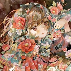 This is a pixiv picture whose title is 透明水彩＊赤鬼の女の子.