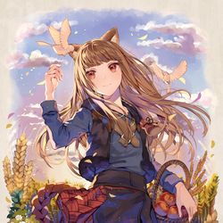 This is a pixiv picture whose title is 狼と香辛料15th anniversary.