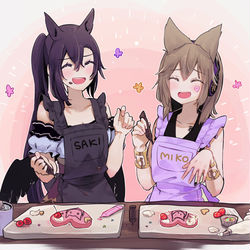 This is a pixiv picture whose title is チョコにお互いの顔を描こうとしてすごい微妙な出来になるさきみこ.