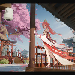 This is a pixiv picture whose title is 八重 · 相约.