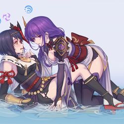 This is a pixiv picture whose title is 雷电将军x九条裟罗.