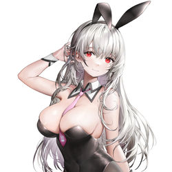 This is a pixiv picture whose title is 白髪バニーちゃん.