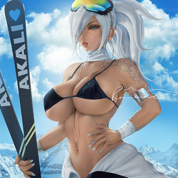 This is a pixiv picture whose title is Skier Akali.