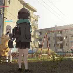 This is a pixiv picture whose title is 天使の輪について調査しているときの絵.