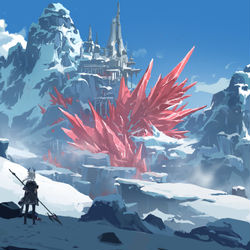 This is a pixiv picture whose title is 雪山遗迹.