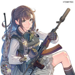 This is a pixiv picture whose title is 銃×女の子.