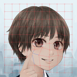 This is a pixiv picture whose title is 作り笑い.