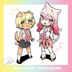 This is a pixiv picture whose title is 🐶🎮🐱.