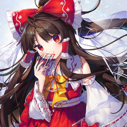 This is a pixiv picture whose title is 長髪×透明霊夢.