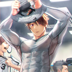 This is a pixiv picture whose title is 試合後の控室.