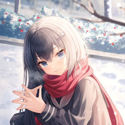 This is a pixiv picture whose title is 襟巻きの少女.