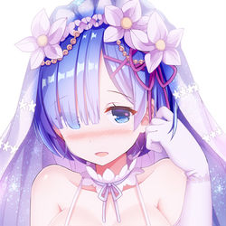 This is a pixiv picture whose title is 花嫁レムおっぱい.