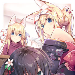 This is a pixiv picture whose title is 看板娘こたつ.