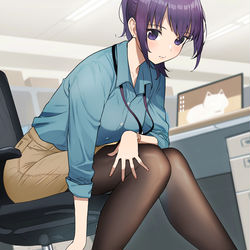 This is a pixiv picture whose title is パンプスを履き直す経理OLさん.