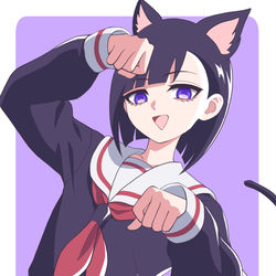 This is a pixiv picture whose title is 黒猫になった少女.