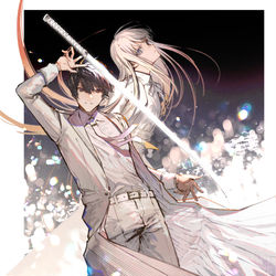 This is a pixiv picture whose title is 幾億もの剣戟が黎明を告げる.