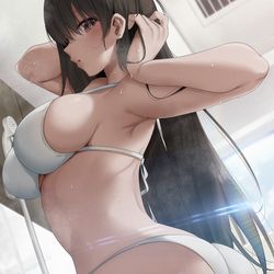 This is a pixiv picture whose title is 「一緒に浴びる？」.