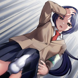 This is a pixiv picture whose title is 【ふたなり】風紀委員ぶち込み指導.