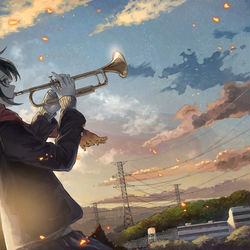 This is a pixiv picture whose title is 鉄塔.