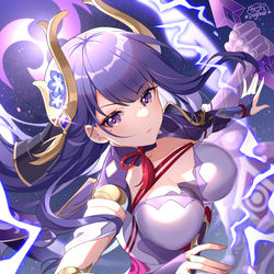 This is a pixiv picture whose title is 雷电将军的决战！.