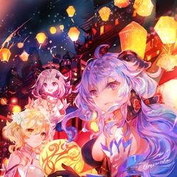 This is a pixiv picture whose title is 甘雨ちゃんと海灯祭.