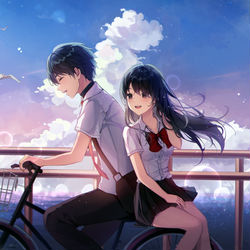 This is a pixiv picture whose title is 自転車.