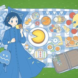 This is a pixiv picture whose title is パックマンなピクニック.