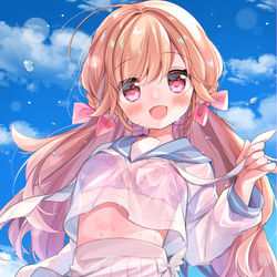 This is a pixiv picture whose title is 「一緒に水浴びしよ～っ！」.