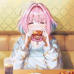 This is a pixiv picture whose title is サイゼリヤで喜ぶりあむ.