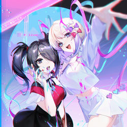 This is a pixiv picture whose title is 💜💙.