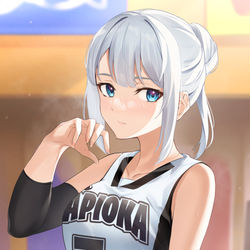 This is a pixiv picture whose title is 運動神経抜群と噂の北欧系銀髪ハーフちゃん.