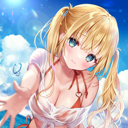 This is a pixiv picture whose title is 一緒に泳ご！.